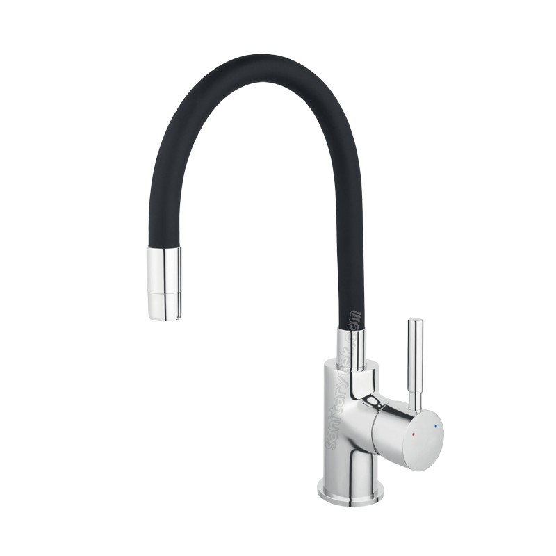 Single lever sink mixer with flexible spout