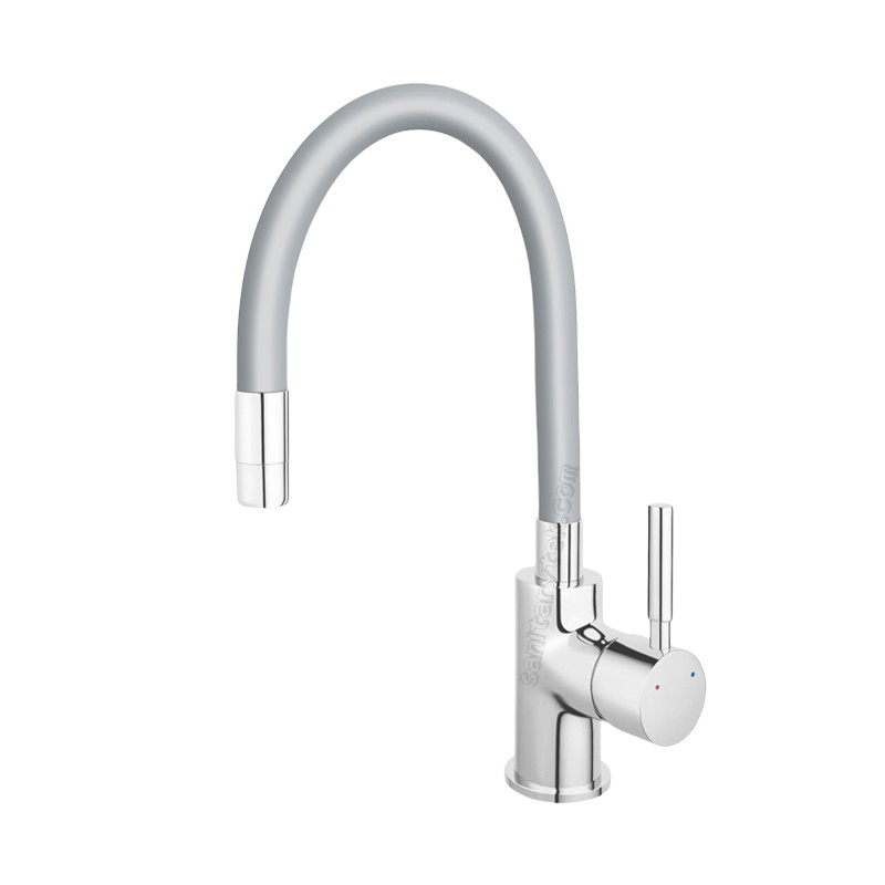 Single lever sink mixer with flexible spout