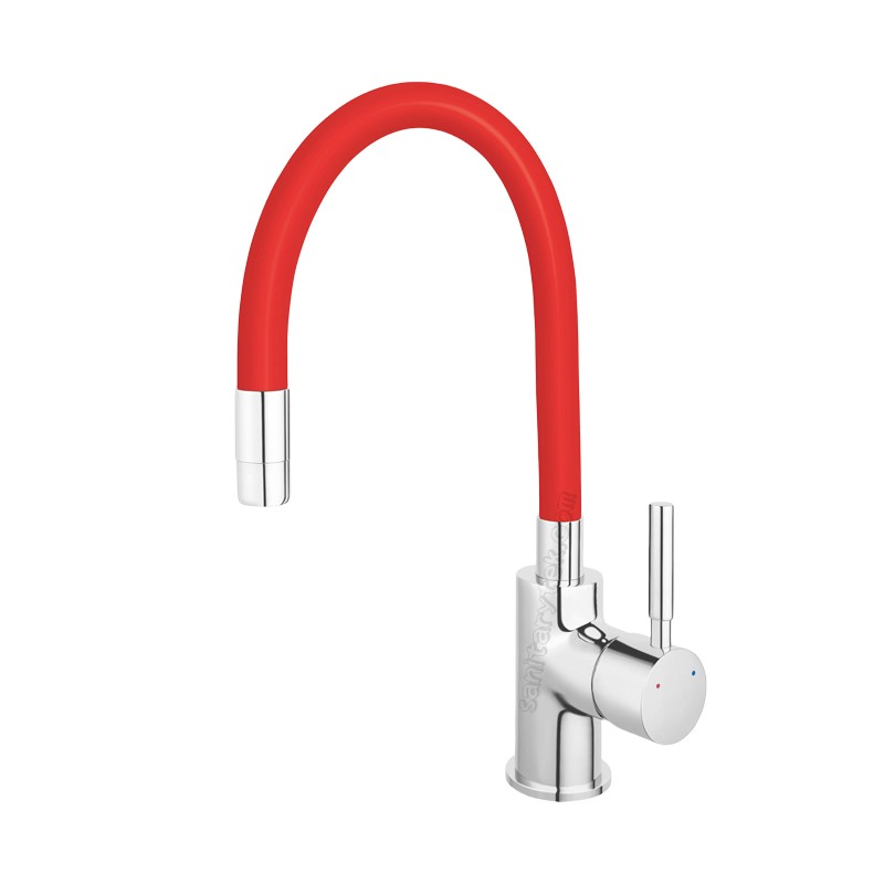 Single lever sink mixer with flexible spout