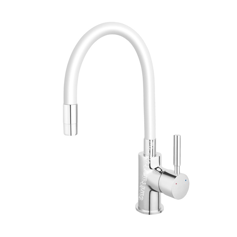 Single lever sink mixer with flexible spout