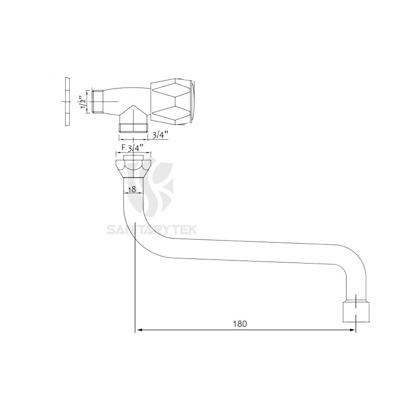 Single lever wall sink tap with S-type spout