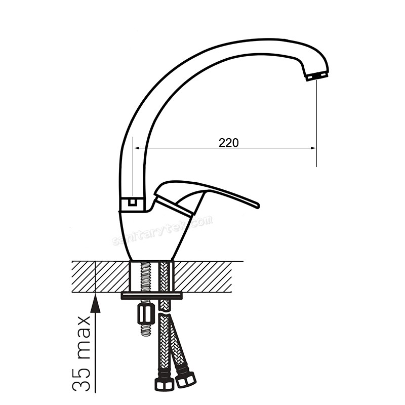 Kitchen sink faucet with swivel high spout, satin color - Image 2