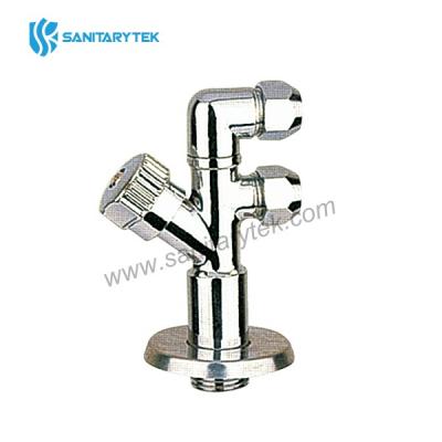 Slanting angle valve with two outlets  -1/2