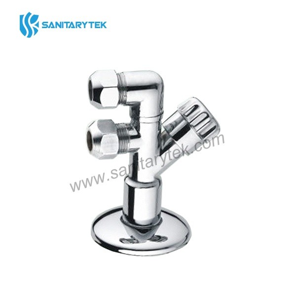 Slanting angle valve with two outlets -1/2