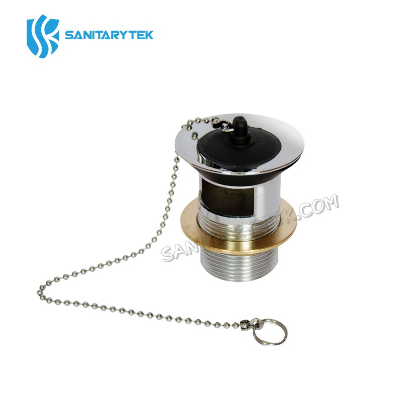 Slotted basin waste chrome with rubber plug - Image 2