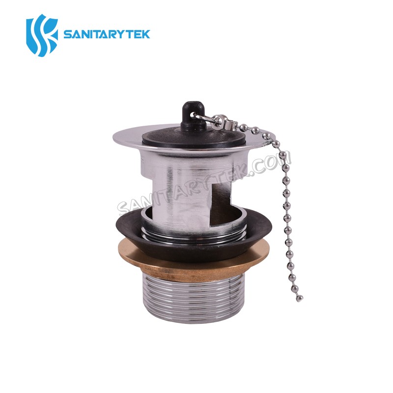 Slotted basin waste chrome with rubber plug - Image 3