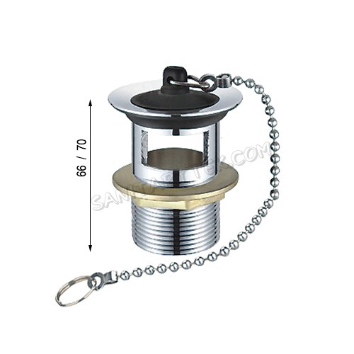 Slotted basin waste chrome with rubber plug - Image 4