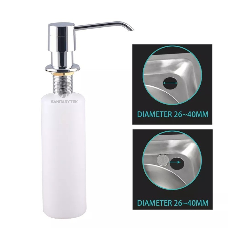 Integrated soap dispenser, chrome