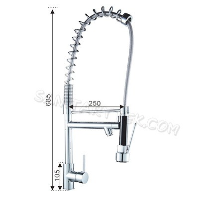 Spring chrome double spout kitchen sink mixer tap