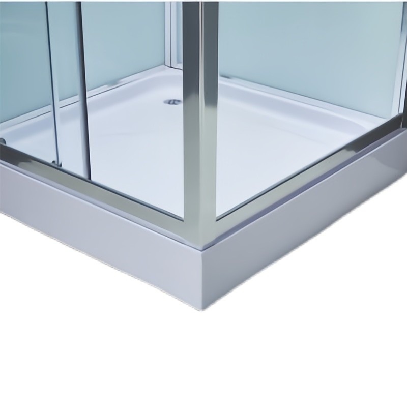 Square shower cabin with single sliding door