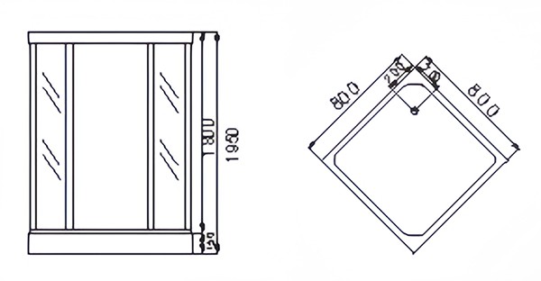 Square shower enclosure with double sliding door