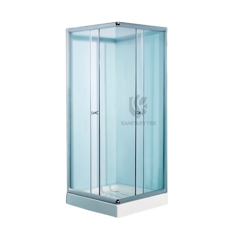 Square shower enclosure with shower tray