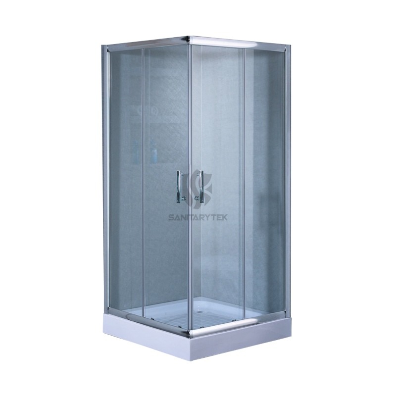 Square shower enclosure with shower tray