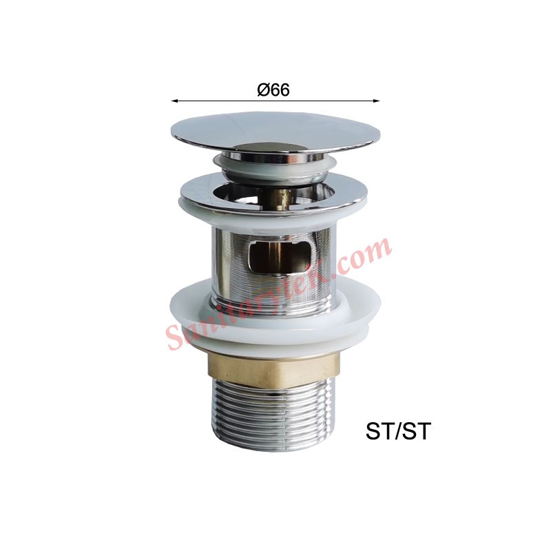 Stainless steel click clack basin waste for a basin with overflow - Image 2