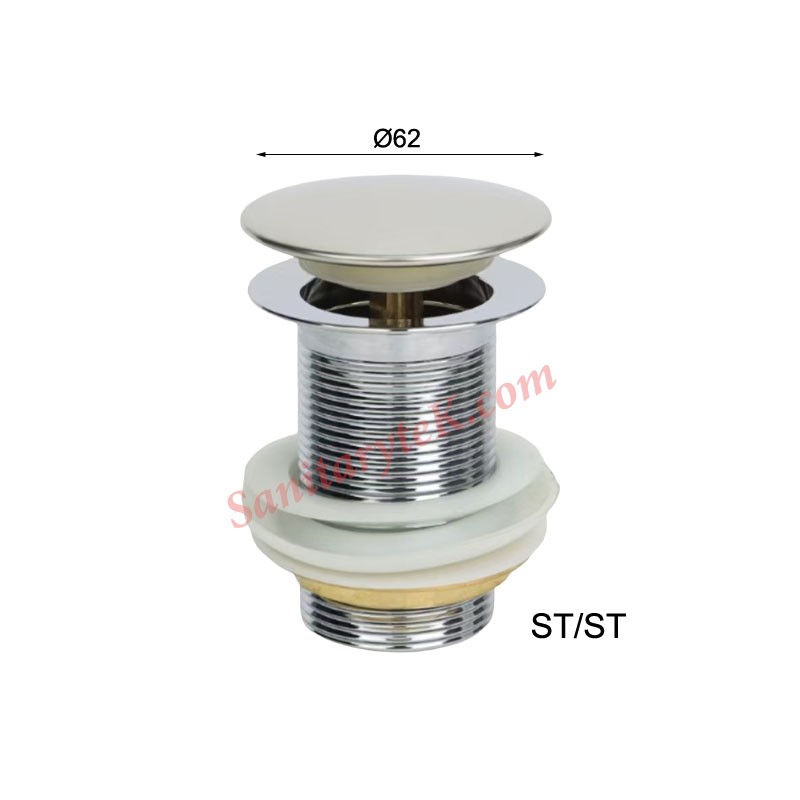 Stainless steel click clack unslotted basin waste - Image 2