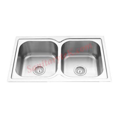 Double bowl kitchen sink, stainless steel