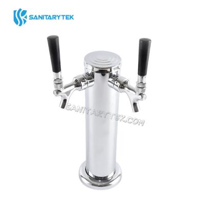 Stainless steel double hole beer dispenser tower