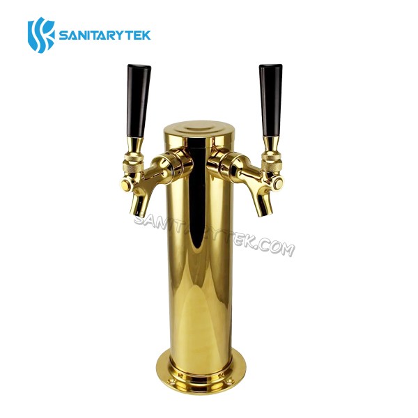 Stainless steel double hole beer dispenser tower