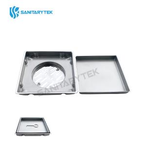 Stainless steel floor drain with screwed grate, tile insert