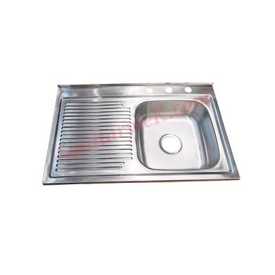 Stainless steel single bowl kitchen sink with left drainboard