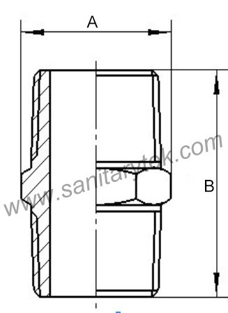 Stainless steel nipple equal male - Image 2