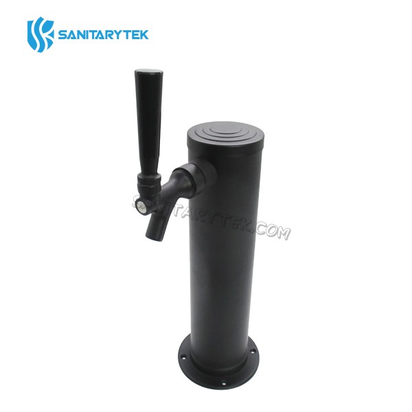Stainless steel one hole beer dispenser tower - black