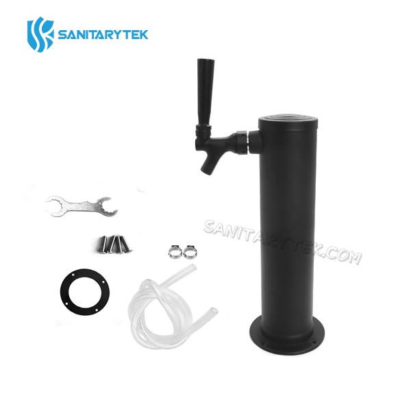 Stainless steel one hole beer dispenser tower - black