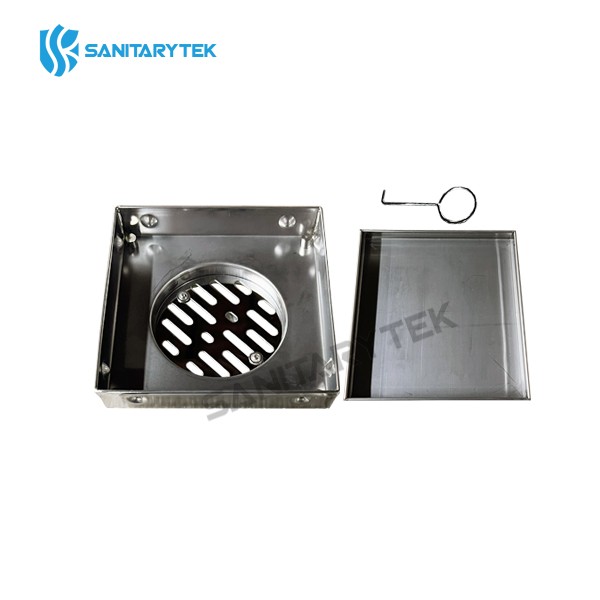 Stainless steel shower drain with mesh, tile insert