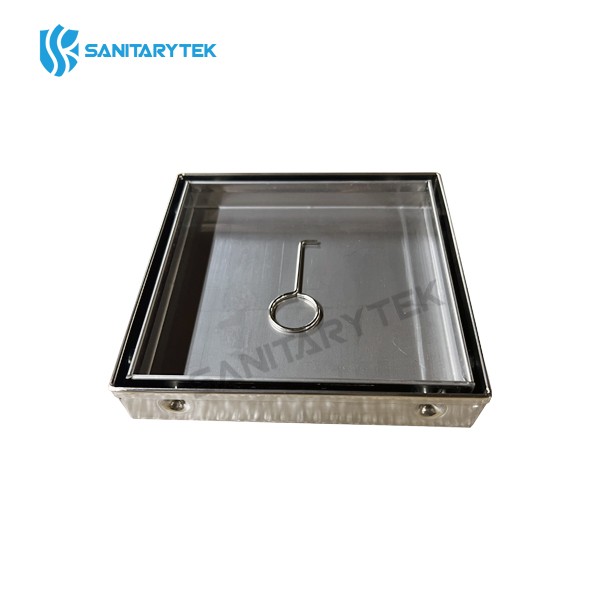 Stainless steel shower drain with mesh, tile insert