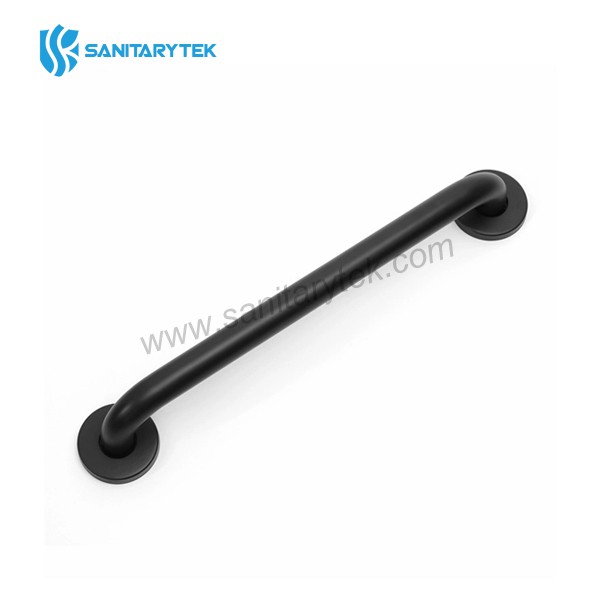 Stainless steel straight grab bar, black