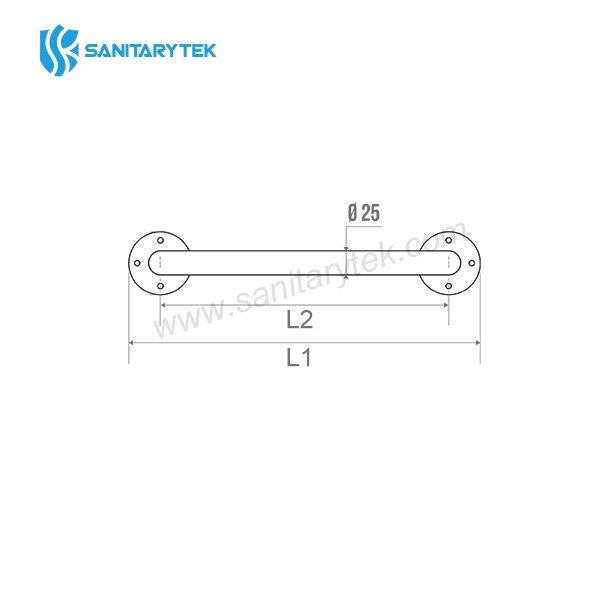 Straight grab bar Ø 25 mm chrome brass