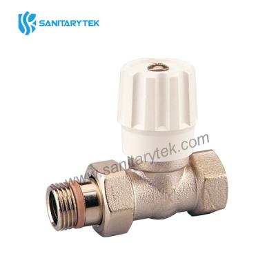 Straight radiator valve with handle, PTFE-ring tail