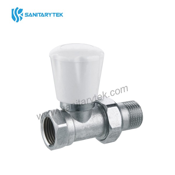 Straight radiator valve with manual handle, iron pipe connection