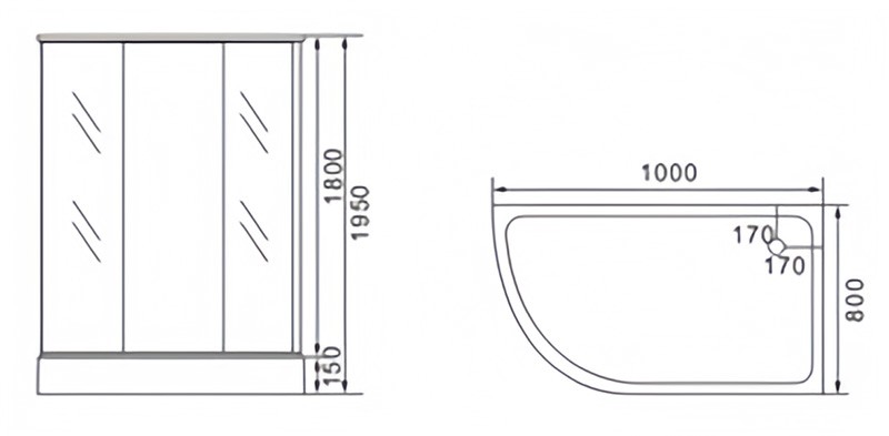 Striped glass sliding shower enclosure with tray, 100x80 cm - Image 4