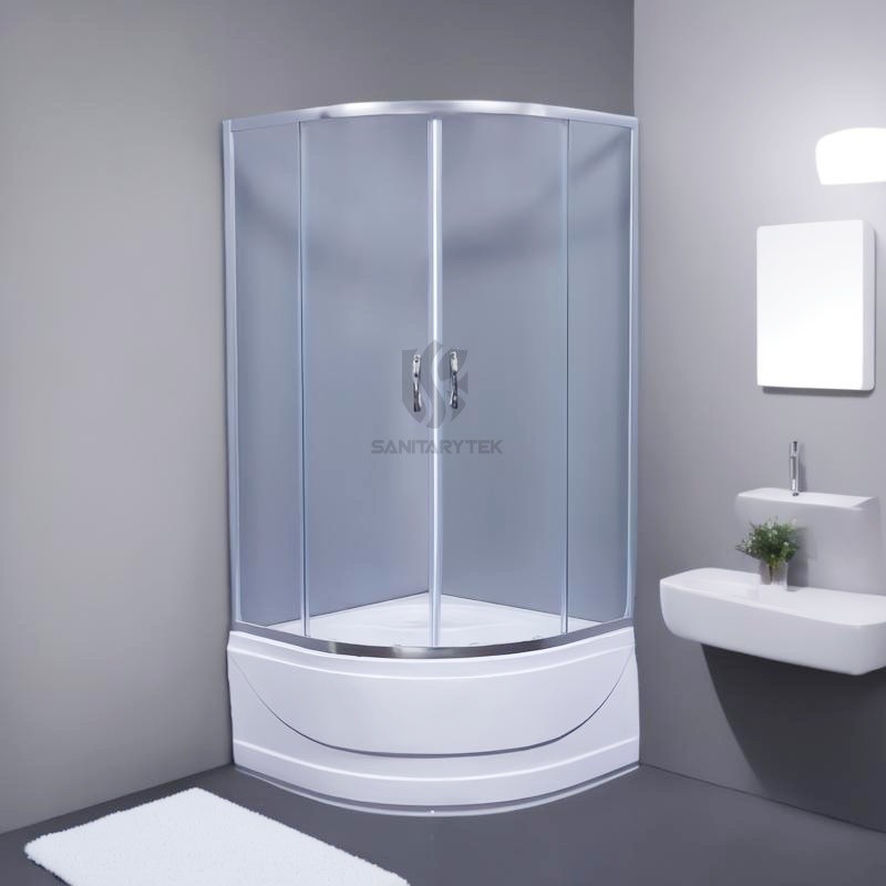 Tempered glass shower enclosure with hight tray, clear glass - Image 2