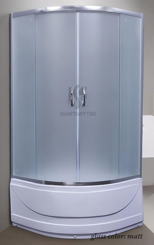 Tempered glass shower enclosure with hight tray, clear glass - Image 4