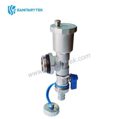 Terminal part for manifolds with drain valve and automatic air vent