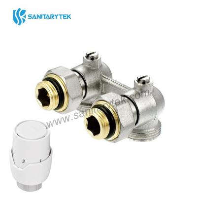 Thermostatic set for bottom connected radiator, angle