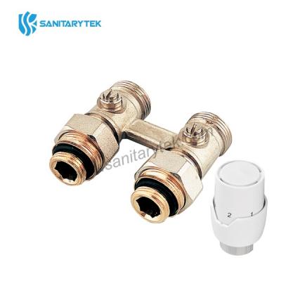 Thermostatic set for bottom connected radiator, straight