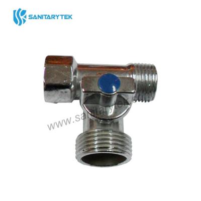 Three way angel ball valve, chrome plated