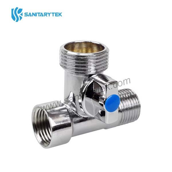 Three ways washing machine mini ball valve, chrome plated