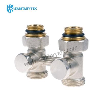 Two-pipe system double straight distributor for 1/2″ female radiator connection