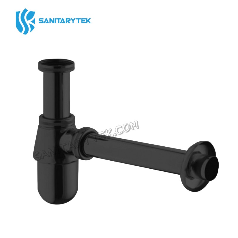 Universal brass bottle trap, black