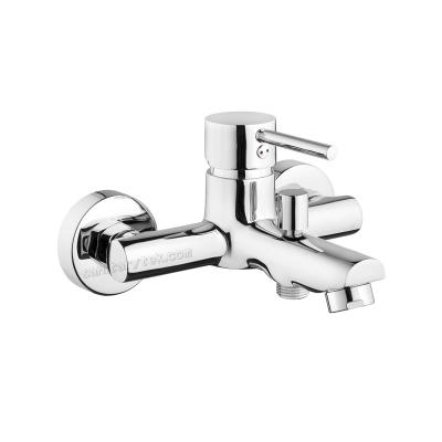 Chrome wall-mounted bath mixer