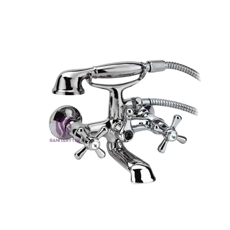 Wall-mounted bath mixer with shower