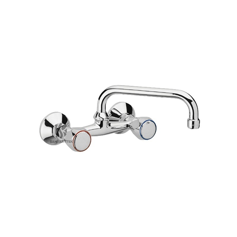Kitchen sink mixer tap 16/20/25cm swivel spout wall mounted - Image 4