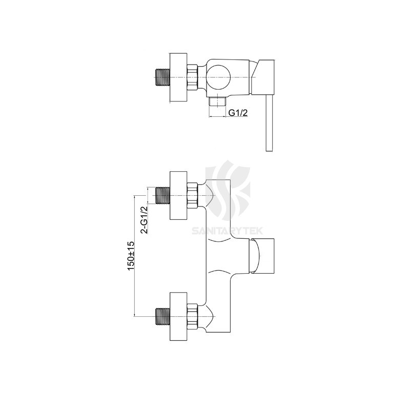 Chrome wall-mounted shower mixer