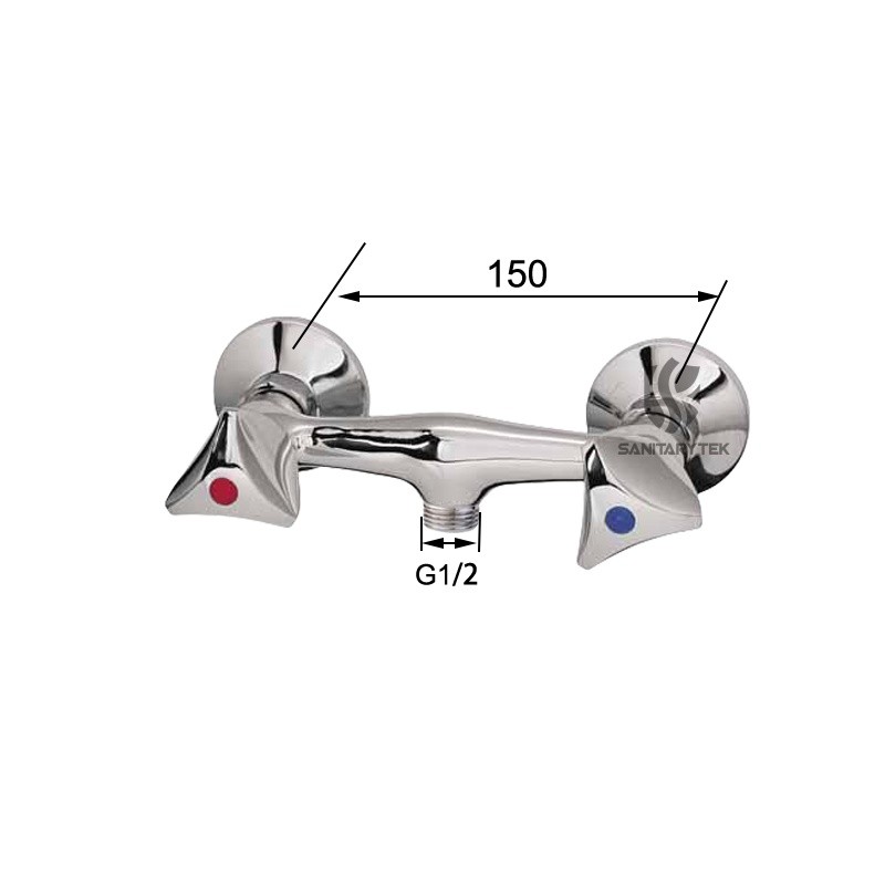 Wall-mounted shower mixer, chrome - Image 2