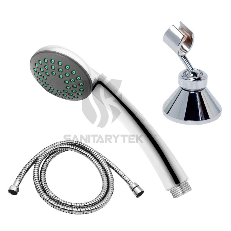 Wall-mounted shower mixer with shower set, chrome