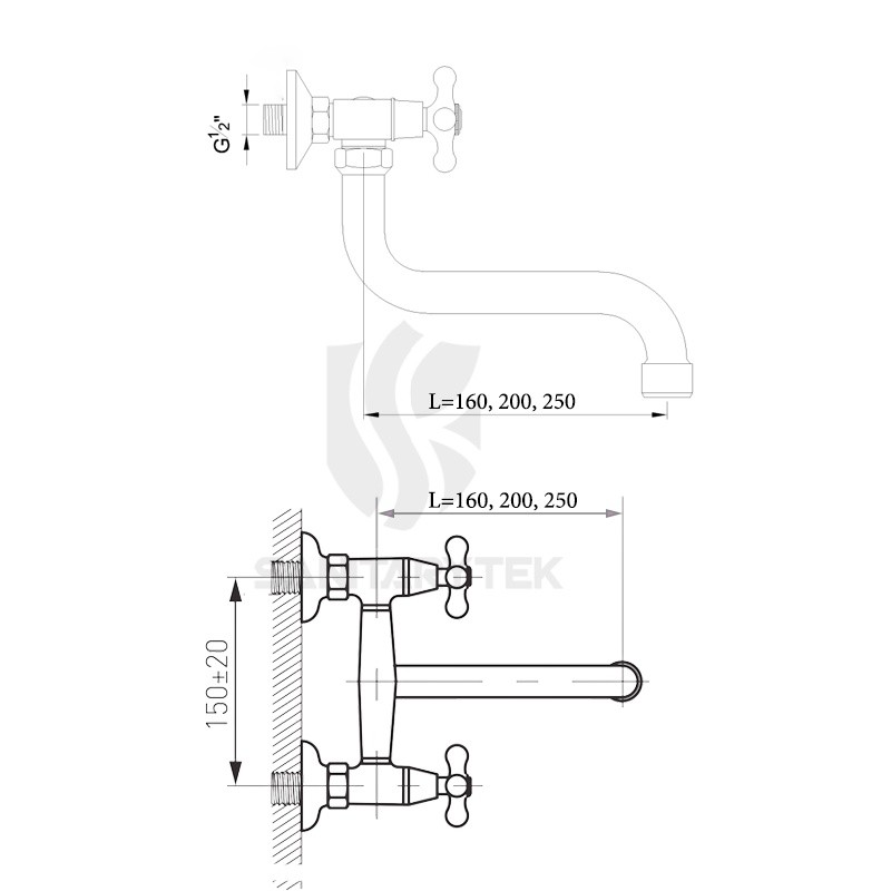 Wall-mounted sink mixer with S type swivel spout - Image 5